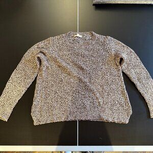 NWOT Eileen Fisher Pullover Sweater Cotton XS Gray Brown Open Weave